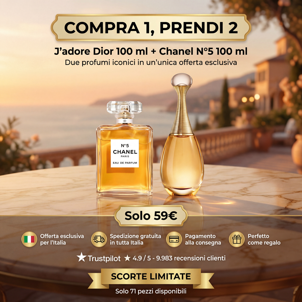 Compra 1, prendi 2 – J’adore Dior 100 ml + Chanel N°5 100 ml